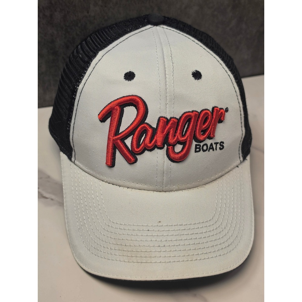 The Game Ranger Boats Trucker‎ Hat Mens White Black Mesh Back Adjustable Cap